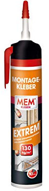 MEM Montage-Kleber EXTREM - 260 g - pp - Extreme Anfangshaftung und Endfestigkeit - Stoß- und vibrationsunempfindlich - Lösemittelfrei - Pastöser Dispersionsklebstoff - 30836739, Weiß