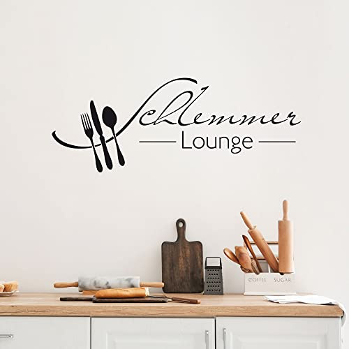 GRAZDesign Wandtattoo Küche Schlemmer Lounge | Küchenaufkleber selbstklebend - 79x30cm / 070 schwarz