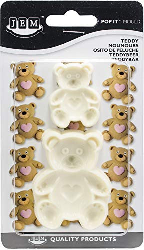 JEM Pop It Teddy Shaped Mould for Cake Decorating, Set of 2, Large / Small sizes, Ivory