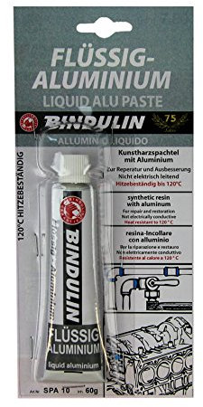 Bindulin Flüssig Aluminium 60g - gebrauchsfertige Reparaturmasse aus Kunstharzspachtel mit Aluminium - geeignet für Auto KFZ Wassersport Marine Alu-Felgen Yacht Modellbau - Markenware