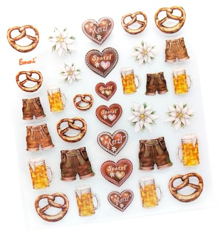 Logbuch-Verlag 30 Sticker bayerische Deko Aufkleber basteln Dekorieren Scrapbooking verzieren Landhausstil Oktoberfest Bayern Party Tourismus Souvenir