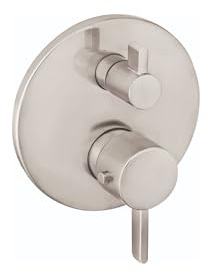 hansgrohe Ecostat Modern Thermostatic Shower Valve Trim with Temperature Control and Diverter in Brushed Nickel, 04231820