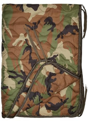 Mil-Tec Poncho Liner Steppdecke • Leichte Outdoor Decke mit Befestigungsbändern & Packsack • Vielseitige Isolierdecke für Trekking, Bushcraft & Survival • Campingdecke, Reisedecke, Picknickdecke