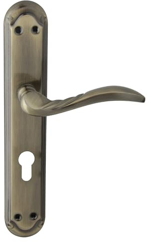 domino Türgriff 72 Drückergarnitur PZ - Profilzylinder Set Türklinke für Zimmertür, Bürotür, Kellertür & Innentür L-Form Türbeschläge aus Aluminium Bronze Türdrückergarnitur PETRA M3