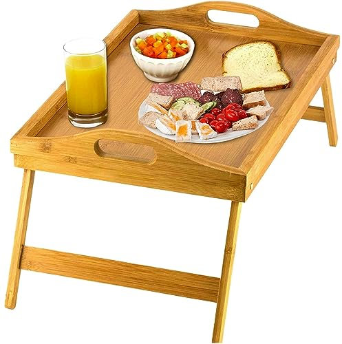 Home-it Bandeja de Cama Mesa con Patas Plegables, y Bandeja de Desayuno Mesa de Cama de bambú y Bandeja de Cama con Patas, SYNCHKG044318