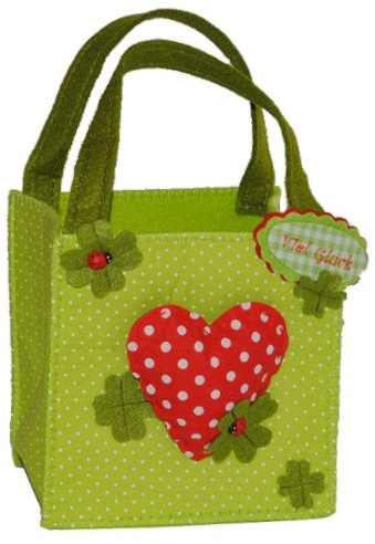 alles-meine.de GmbH Filztasche/Geschenktasche/Aufbewahrungsbox mit Herz grün Marienkäfer - Filz KLEIN Filztopf Topf