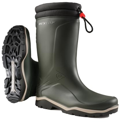 DUNLOP Blizzard - Unisex Winter Safety Insulated Fashion Thermal Boots, Green, Waterproof and Chemical Resistant PVC Wellies with Fur Lining and Traction Outsole for Outdoor Fun - EU38, UK5