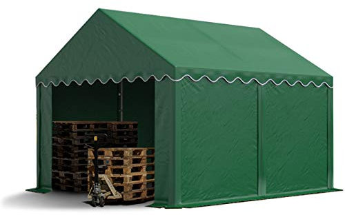TOOLPORT Tendone deposito 3x4 m PVC 700 N verde scuro impermeabile tenda capannone tenda di stoccaggio