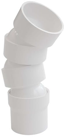 INEFA 3x Flexibler Regenrohrbogen, 45-67 Grad DN50 / 50mm Weiß PVC | Dachrinnenzubehör aus PVC Kunststoff, einfache Steckmontage, Made in Germany