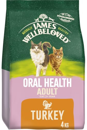 James Wellbeloved Adult Oral Health Turkey 4 kg Bag, Hypoallergenic Dry Cat Food
