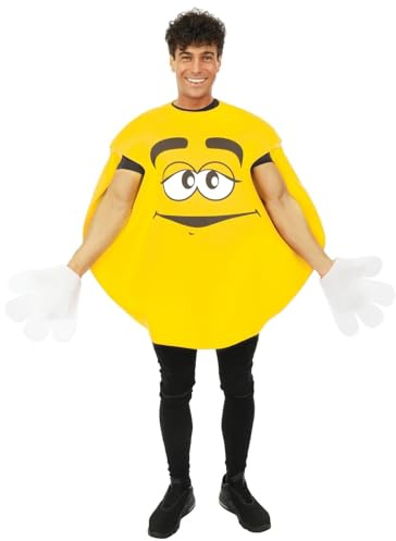 P'TIT CLOWN - 76702 - Costume Bonbon Adulte - Unisexe - Parfait pour Déguisement Carnaval, Halloween, Cosplay, Anniversaires, Fêtes à Thème, Soirées Déguisées - Polyester - Taille Unique - Jaune