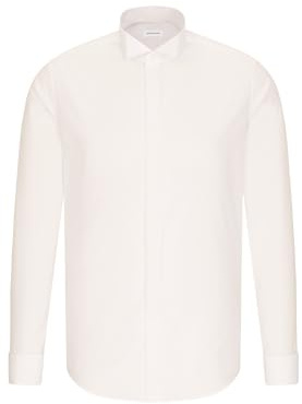 Schwarze Rose - Camisa Slim fit con Cuello ópera de Manga Larga para Hombre, Talla 43, Color Blanco