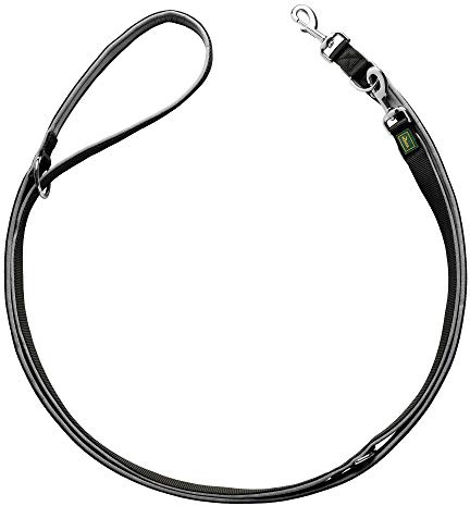 HUNTER Verstellbare Führleine NEOPREN, Farbe: schwarz/grau, strapazierfähiges Nylon, 3-fache Verstellmöglichkeit, weiche Neoprenpolsterung, ideal für Alltag und Training, Größe: 15/200