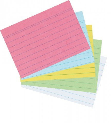 2.000 herlitz Karteikarten DIN A8 farbig sortiert liniert, je 400 blau, gelb, rosa, grün und weiß