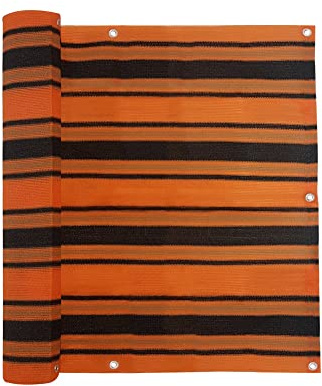 jarolift Balkonbespannung Basic, Balkon Sichtschutz Windschutz Sonnenschutz Balkon-Verkleidung, Atmungsaktiv, 300 x 90cm (16 Ösen) Orange - Braun - Schwarz