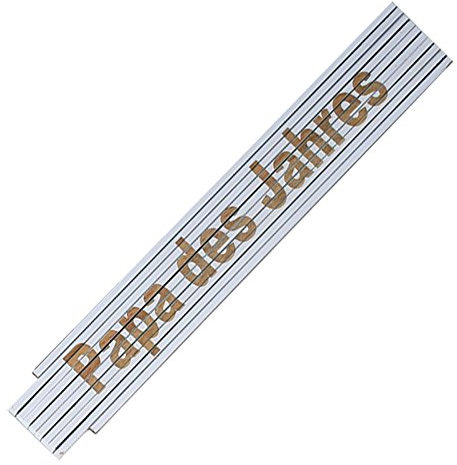 TE-Trend Zollstock Maßstab Holzgliedermasstab Laser Gravur Spruch Vatertag Opa Geburtstag Text Auswahl Spruchartikel Papa des Jahres weiß