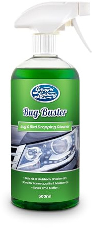Greased Lightning Bug Buster - Bug and Tree Sap Remover - Removes Bird Droppings, Tar, Bugs, and Tree Sap - Easy to Use with Maximum Results - Safe for Windscreens, Mirrors, Bonnets, and More - 500ml