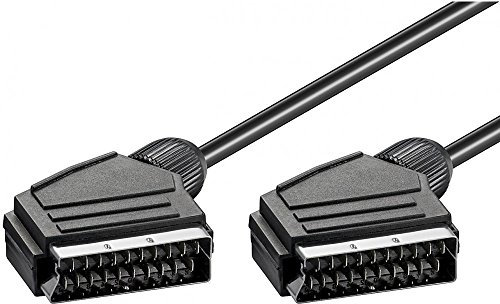 Goobay 11702 - Cavo di collegamento Scart, nichelato, nero, 1,5 m, lunghezza del cavo, 7 mm, diametro di 7 mm