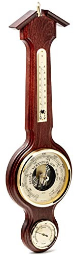 Fischer 4673-22 - Wetterstation - Wetterwarte mit Thermometer, Barometer, Hygrometer - Echtholz-Gehäuse Made in Germany