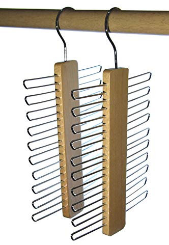 Hagspiel, 2 St. Krawattenhalter aus Buchenholz, Natur lackiert, für 20 Krawatten (Krawattenhalter Holz 20 Krawatten)