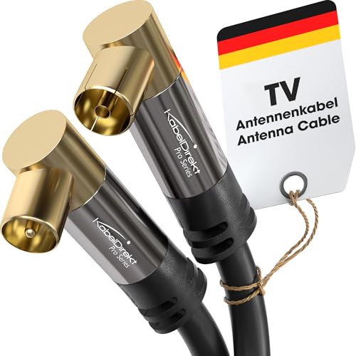 KabelDirekt – 4K TV Aerial Cable, Coaxial Cable, 90° Angled – 1m – Digital & Analogue – Available in 0.5-20m (Angled Plug/Socket, DVB-C/DVB-T/DVB-S, black)