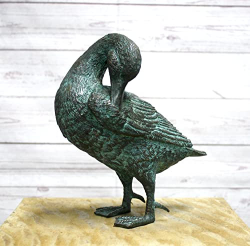 H. Packmor GmbH Bronzefigur Ente reinigt Flügel Bronze Gartenskulptur Statue Gartendekoration