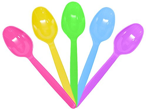 Karat U2100 (Rainbow) 5.9 PS Heavy-Weight Disposable Teaspoon, Rainbow (Pack of 1000)