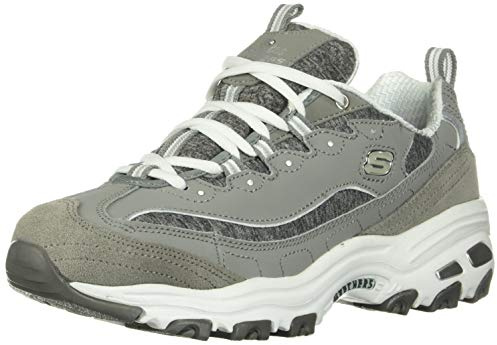 Skechers D'LITES ME TIME, Zapatillas para Mujer, Gray Trubuck/ Mesh/ White Trim, 39 EU