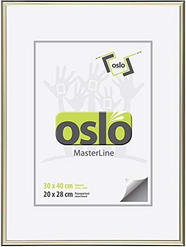 OSLO MasterLine Bilderrahmen 30 x 40 hell gold glänzend Aluminium schmal Fotorahmen Portraitrahmen Alu-Rahmen Glas