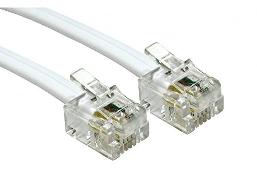 Consoletronic 5m ADSL Cable RJ11 Modem Router Cable - Premium Quality/Gold Plated Contact Pins/High Speed Internet Broadband/ADSL Router or Modem to RJ11 Phone Socket or Microfilter (5 Metres, White)