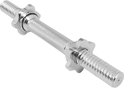 GORILLA SPORTS® Kurzhantelstange - Länge 35 cm, Rutschfest Griff, Ø 30 mm, bis 100 kg Belastbar, mit 2 Sternverschlüsse, Gerändelt, Chrom, Silber - Hantelstangen Kurz, Krafttraining, Fitness, Gym