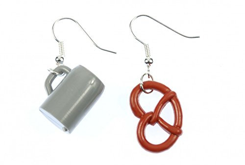 Miniblings chope de bière de suspension de l'fête de la bière de bretzel bretzels mesure fête de la bière Bayern - Bijoux Fashion main argenté Boucles d'oreille