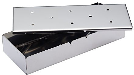 Kitchen Craft KCHMSMOKEBOX Home Made Stainless Steel BBQ Smoker Box, 22.5 x 9 x 4 cm (9 x 3½ x 1½), Argento