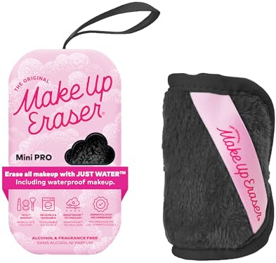 MakeUp Eraser Mini, raderar all smink med vatten, inklusive mascara, eyeliner, foundation, läppstift och mycket mer.