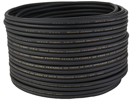 Bullz Audio BGES14.100 - Bobina di cavo audio per altoparlanti da 30,5 m, calibro 14, AWG (nero)