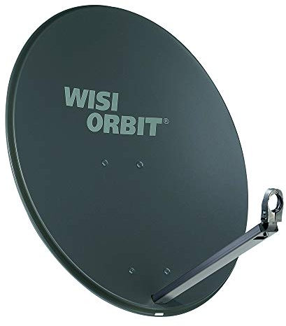 WISI Orbit Line Satelliten Offset-Antenne OA38H in Basaltgrau – 80cm Reflektor mit 40mm LNB-Halterung, Feedarm und Mastschellen – Komplette Sat Antenne mit Montagezubehör