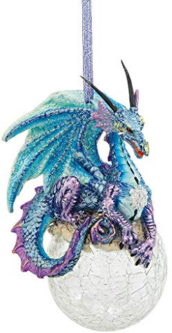 Design Toscano Christbaumschmuck, Frost die gotische Drache-Feiertags-Verzierung - Snowflake Dragon Ball Ornament