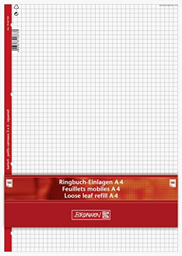 TEXTIMO - Ringbuch-Einlagen/Papier 'BRUNNEN' 100 Blatt - kariert - A4 (21,0 x 29,7 cm) - weiß - Klassisch