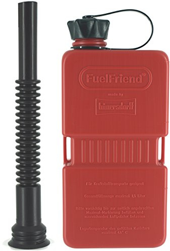 FuelFriend®-PLUS 1,5 Liter - Klein-Benzinkanister Mini-Reservekanister + Flexibles Auslaufrohr