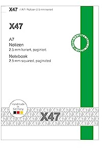 A7-Notizheft, kariert, mit schwarzem Umschlag, für das revolutionäre X47-Notizbuch mit auswechselbaren Heften.