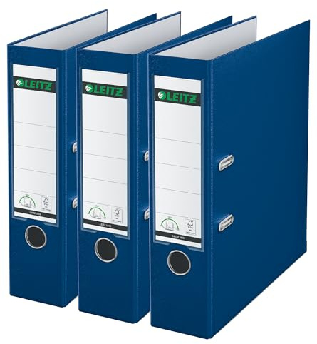 Leitz raccoglitore a leva, plastica, A4 – Confezione da 3 8 cm Blue