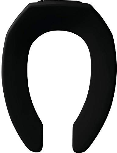 CHURCH 295SSCT Commercial Open Front Plastic Toilet Seat, Heavy Duty Industrial Slow Close Seat without Lid, Secure Installation, Made in USA, Elongated, Black