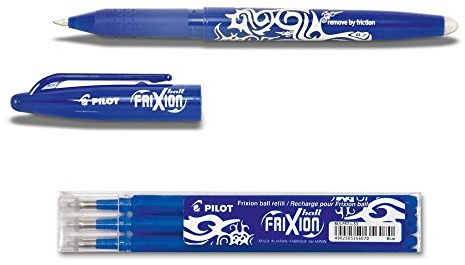1 Frixion Ball Blu + set di mine (3 pcs) + gomma da cancellare