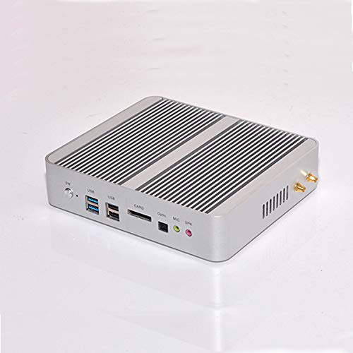 HSIPC Intel i5 7260U Mini Box PC,Fanless PC,HTPC with 16G RAM 512G SSD Rich IO: DP HDMI USB3.0 LAN SD Card Reader Aluminum Case