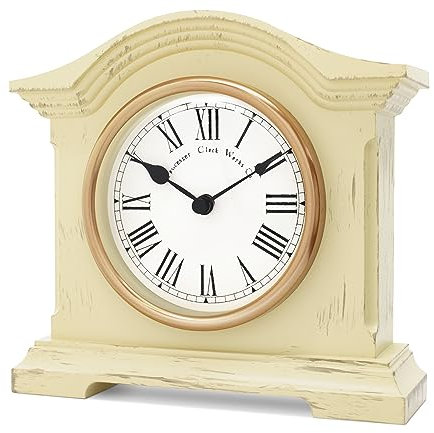 Acctim Falkenburg Distressed Mantel Clock Quartz Cream