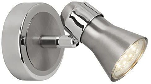 Lampada BRILLIANT Sanny Faretto LED a parete in ferro/cromato | 1x LED-PAR51, GU10, 3W lampada a riflettore LED inclusa, (250lm, 3000K) | Scala da A ++ a E | Testa orientabile
