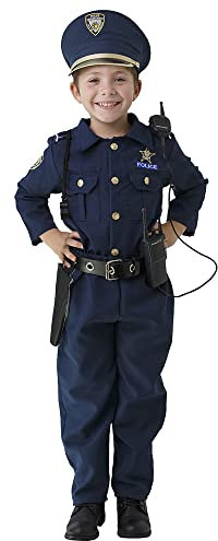 Dress Up America Polizeikostüm für Jungen – Hemd, Hose, Hut, Gürtel, Trillerpfeife, Pistolenhalfter und Walkie-Talkie-Cop-Set