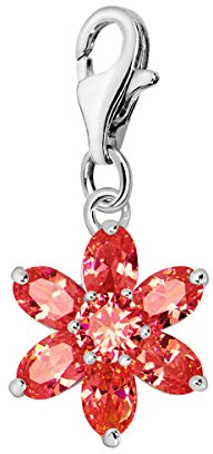 Quiges Charm Pendentif en Argent 925 Fleurs de Cristal avec Pierres de Naissance et Fermoir