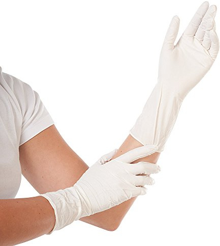 Franz Mensch Hygostar Nitrilhandschuhe Safe Long | Latex- und puderfrei, weiß, 10/XL, 30cm, 100 Stück, Einweghandschuhe, extra lang und robust, langer Schaft