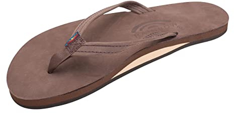 Rainbow Sandals Women's Single Layer Premier Leather Narrow Strap, Expresso, Large 7.5-8.5 B(M) US